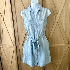 100% Tencel Lyocell Sleeveless, Collared, Button-up Dress with Tie Waist 💚♻️